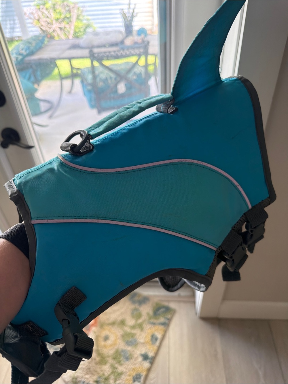 Teal Blue Dog Life Jacket with Fin
